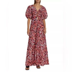 Magali Pascal Pallida Silk-Blend Maxi Dress in Painted Paisley Size Small NWT